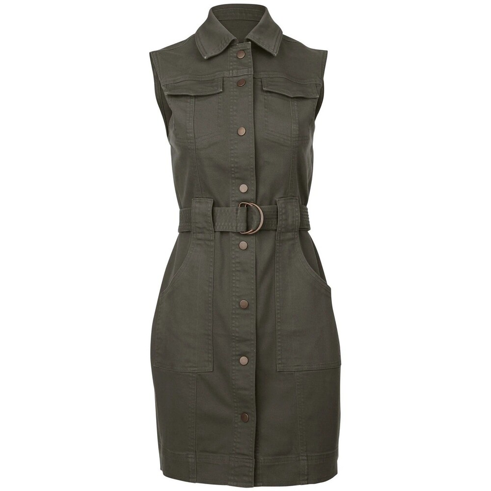 Venus olive green utility dress size 14 NWOT